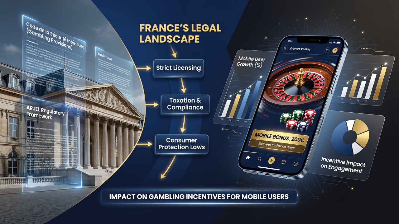Mobile app interface displaying compliant gambling promotions under French rules